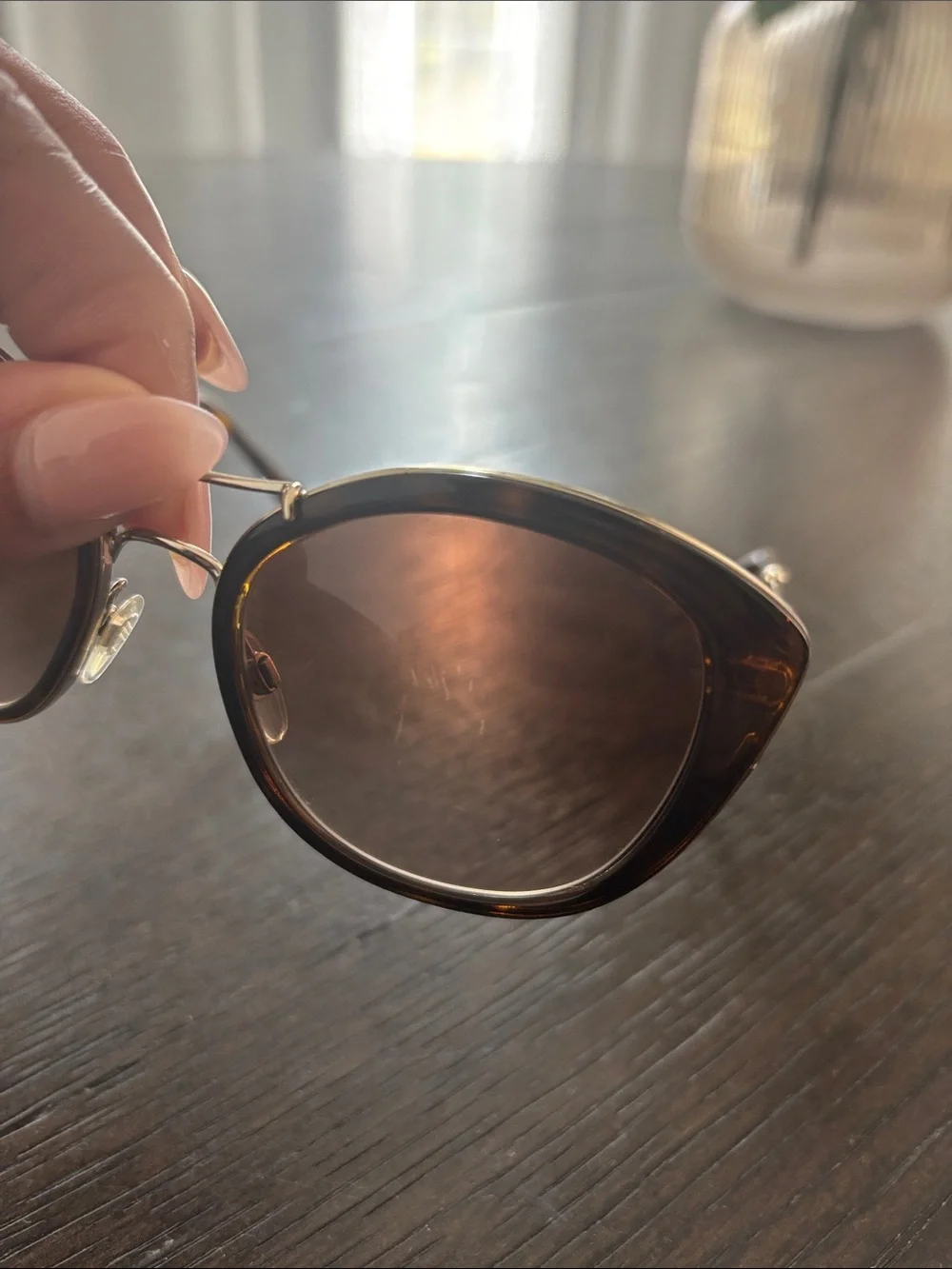 Burberry Women's Brown Cat Eye Sunglasses with Gold Frame